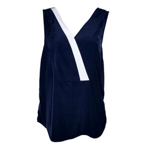 Women's Tommy Hilfiger Sleeveless Blouse size M, Navy, White